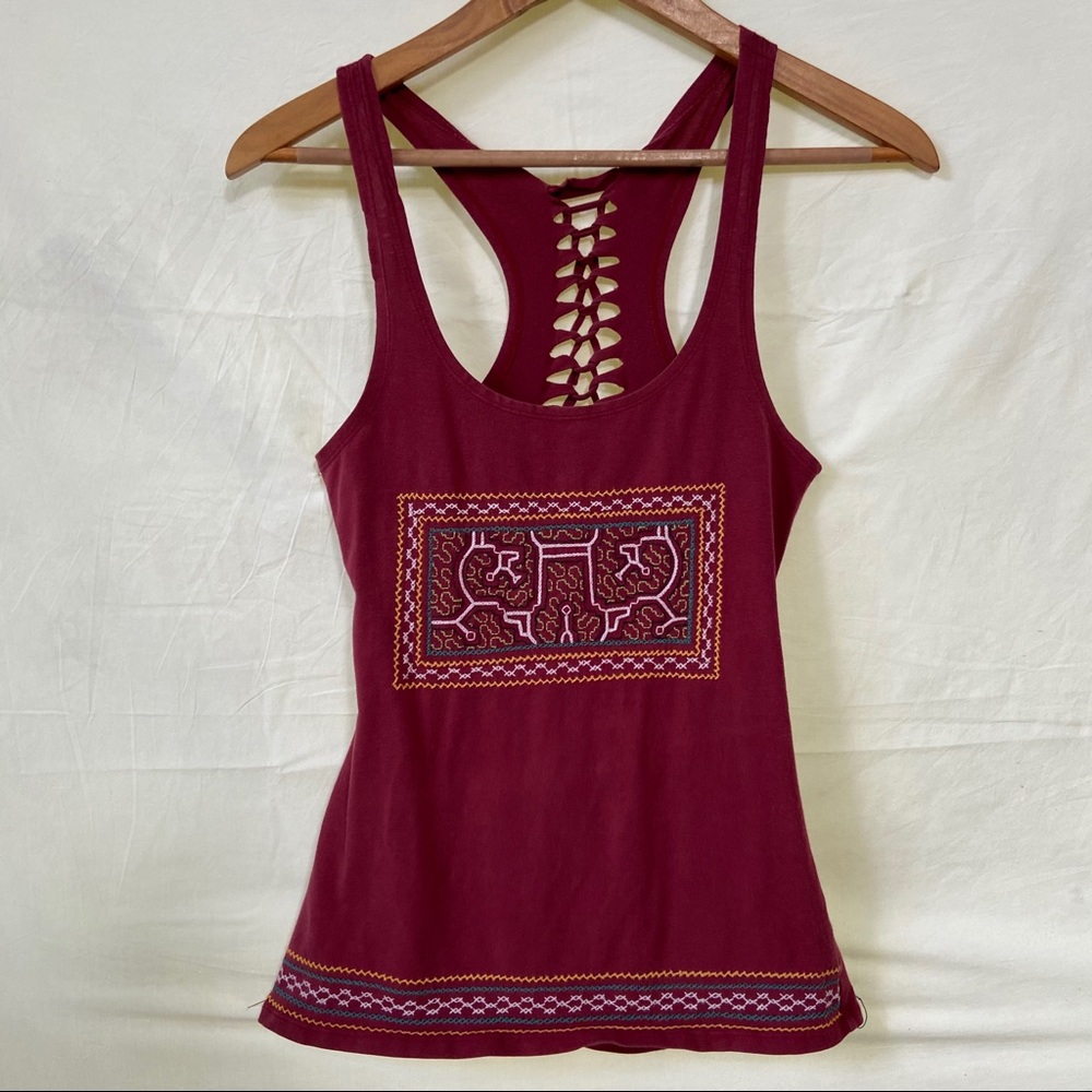 Rare Shipibo racer back tank with cut out detail